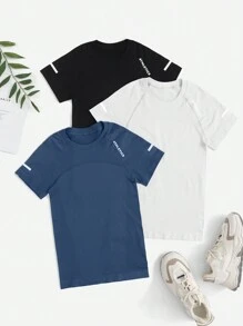 Easithlete 3 bucăți absorb transpirația respirabil Crop sport tee antrenament maiou sală femei tricouri