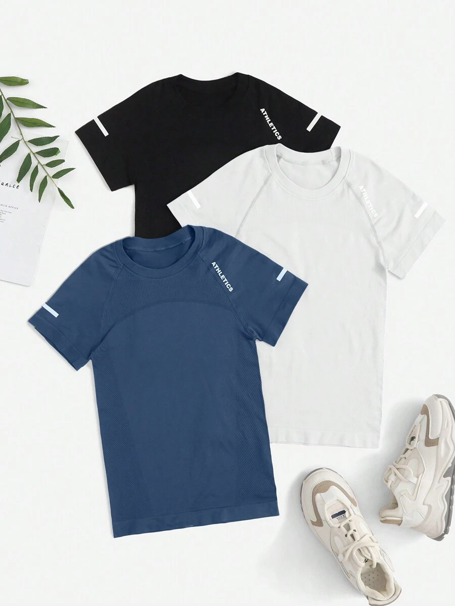 Easithlete 3 bucăți absorb transpirația respirabil Crop sport tee antrenament maiou sală femei tricouri