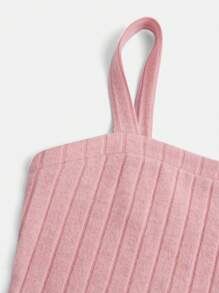 SHEIN 青少年女孩素色吊帶上衣和闊腿褲 - 淺粉色 - 查看 5