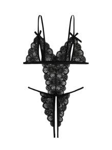 Đồ lót gợi cảm Nữ Lộ Lưng Cắt ra màu trơn - màu đen - Xem 1