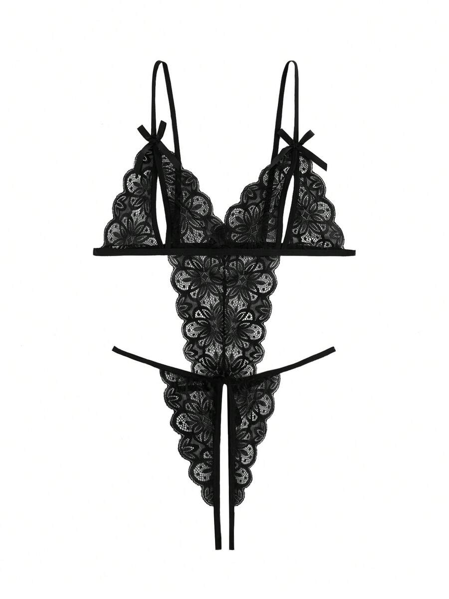 Đồ lót gợi cảm Nữ Lộ Lưng Cắt ra màu trơn - màu đen - Xem 1