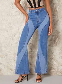 SHEIN BAE Quần ống loe - Rửa tối - Xem 1