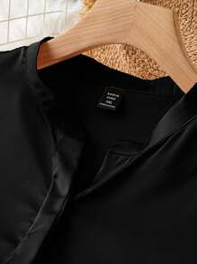 Rometta Plus Size Women's Sexy Party & Vacation Short Sleeve Casual/Office Wear Black Shirt, Elegant Blouse For Summer - Black - View 3