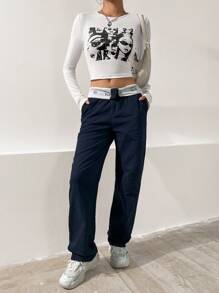 SHEIN Unity Figure Graphic Crop Tee Graphic Tees Women Tops - White - View 4