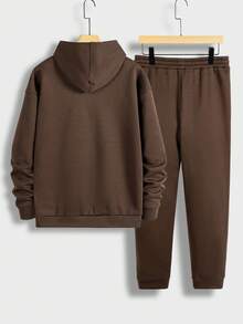 Manfinity RebelGame 1pc Letter Graphic Hoodie & 1pc Sweatpants - Brown - View 2