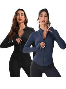 Easithlete 2pcs Zip Up Seamless Sports Jacket - Multicolor - View 1