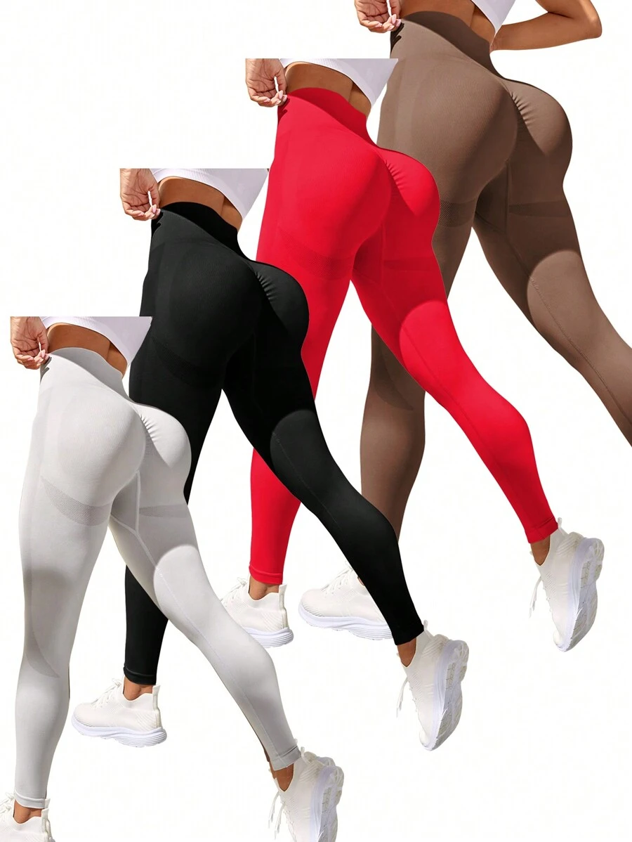 Easithlete 4件套宽腰运动紧身裤女士紧身裤套装瑜伽裤 - 彩色 - 查看 1