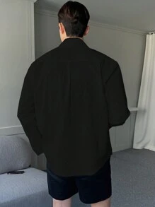 DAZY Men Solid Button Up Shirt, Fall Clothes Long Sleeve Men Shirt Business Attire