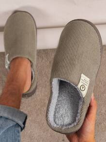 女士拖鞋休閒拖鞋毛絨厚底男士家居拖鞋保暖防滑拖鞋 - 咖啡棕 - 查看 1