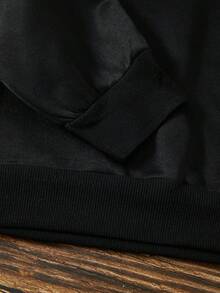 INAWLY Slogan & Pumpkin Print Thermal Lined Sweatshirt - Black - View 4