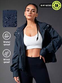 In My Nature 女士軟殼防風,防水,重量級遠足夾克帶罩和隱藏口袋 - 藏蓝色 - 查看 8