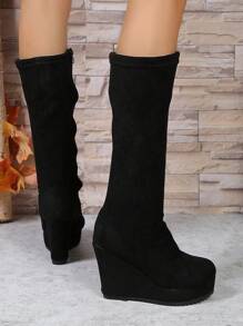 Women's Wedge Boots - Black - View 4