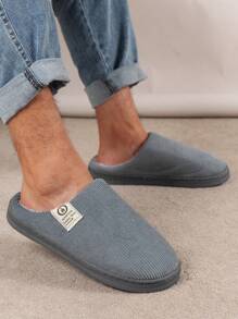 Men's Slippers New Warm Slippers Soft-Soled Korean-Style Simple Home Slippers Autumn And Winter Slippers - Grey - View 3