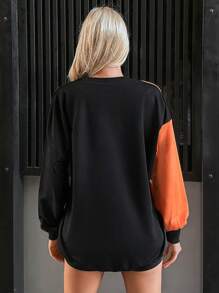 EURMUSE Two Tone Drop Shoulder Sweatshirt - Multicolor - View 2