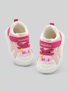 1-4 岁超细纤维防水 PU 皮革婴儿鞋软底幼儿鞋，男女通用心形图案运动鞋 - 粉色 - 查看 6