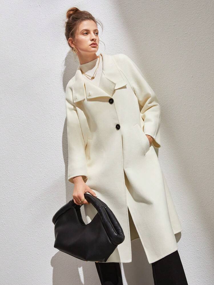 ファンネルネック ボタンフロント オーバーコート