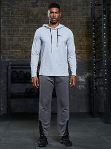 Gym Rark Boyfriend Style Men 3pcs Letter Graphic Drawstring Sports Sweatshirt Boyfriend Style Men Sweatshirt - Multicolor - View 5