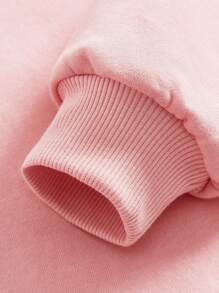 少女纯色保暖连体卫衣 - 粉色 - 查看 6