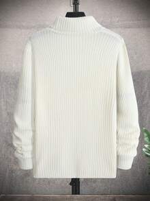 Manfinity Homme Nam Áo cao cổ Đồ đan Ribbed Áo len - trắng - Xem 2