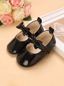 Baby Girl Bow Decor Flats - Black - View 6