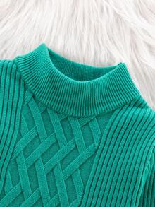 Chico joven Jersey tejido de canalé - Verde Oscuro - Ver 3