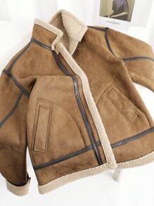 男式泰迪衬里拉链夹棉大衣