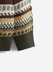 Flirla 加大码几何图案落肩针织套头衫秋冬毛衣 - 彩色 - 查看 3