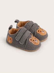 適用於0-1歲男女寶寶的春季/秋季軟底透氣扣嬰兒幼兒鞋 - 灰色 - 查看 1