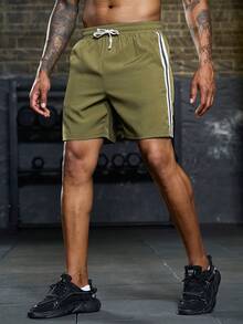 Manfinity Sport Corelite Nam Băng tương phản Eo dây rút Quần short thể thao - xanh quân đội - Xem 6