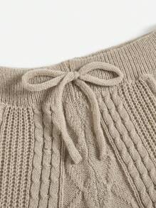 Flirla Plus Tie Waist Cable Knit Pants, For Winter