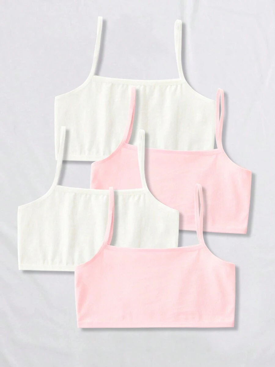 Tween Girl 4pcs Solid Underwear Top - Multicolor - View 1