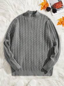 Manfinity VCAY Hombres Jersey de cuello alto tejido de cable