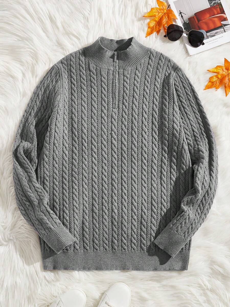 Manfinity VCAY Hombres Jersey de cuello alto tejido de cable