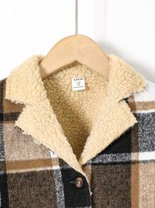 男小童格紋印花毛絨內襯外套