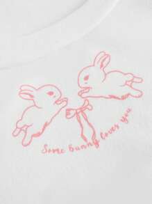 ROMWE Kawaii 3D Bow Decor Lace Up Side Tee - White - View 4