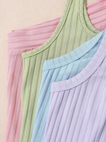 SHEIN Unity 4pcs Ribbed Knit Tank Top - Multicolor - View 3