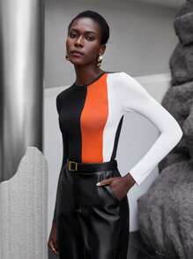 Maija 撞色修身T恤 - 彩色 - 查看 1