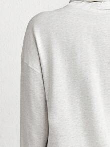 Ocili 袋鼠口袋落肩袖抽繩連帽休閒服上裝 - 灰色 - 查看 4