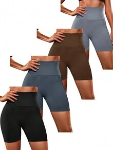 Easithlete 4入組寬腰腰運動短褲 - 彩色 - 查看 4