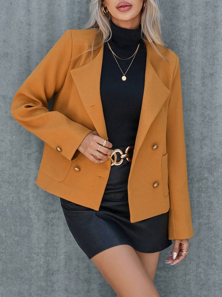 Lapel Neck Double Breasted Overcoat