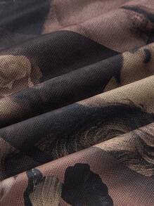 SHEIN MOD 人像圖案垂領頭巾下擺吊帶上衣 - 棕色 - 查看 4