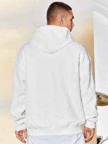 Manfinity Hypemode Men Kangaroo Pocket Drawstring Hooded Sweatshirt - White - View 2