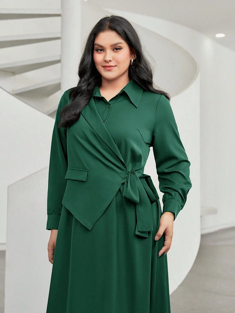 Plus Solid Wrap Knot Side Dress
