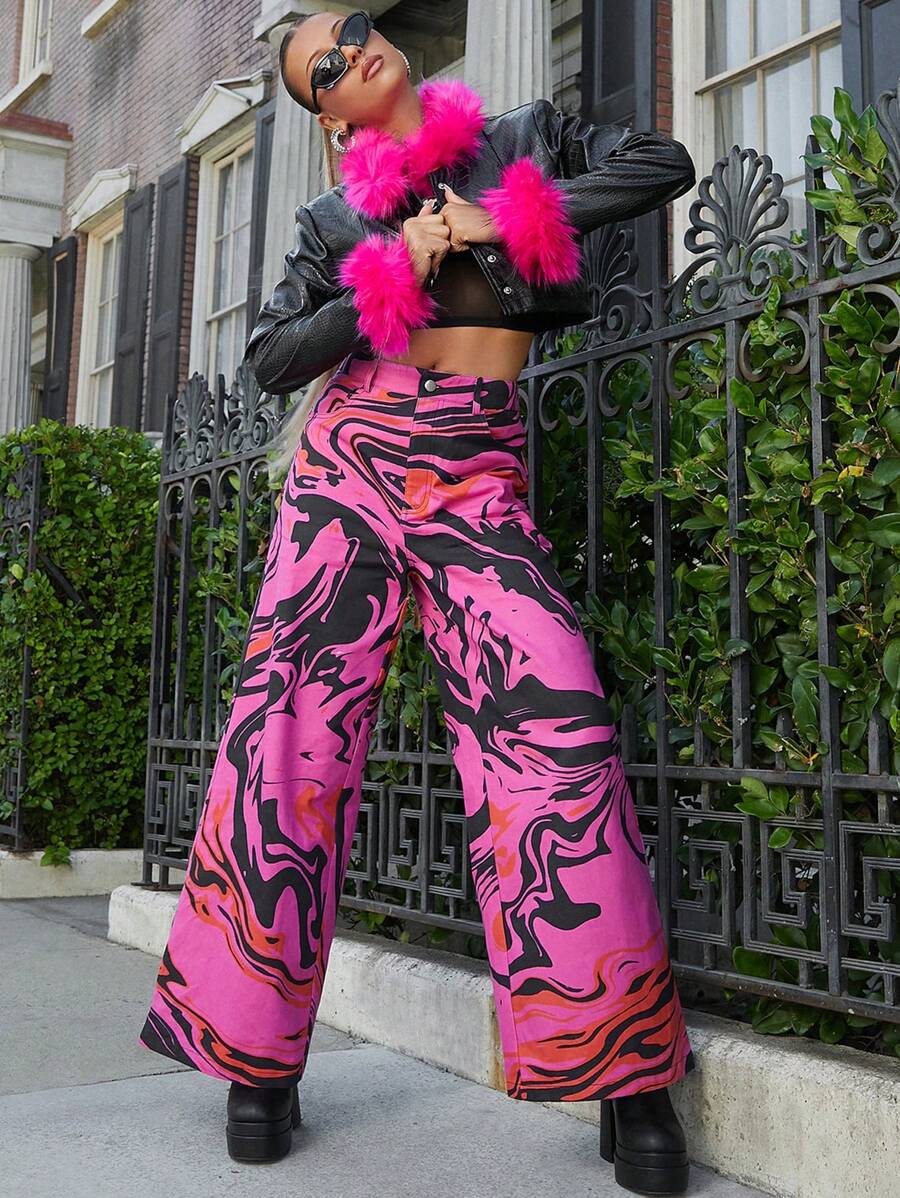 LARA SERRANO 全身印花阔腿裤，女装，夏季 - 彩色 - 查看 1