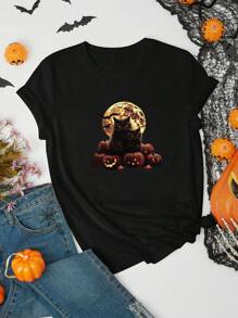 SHEIN Unity Halloween Print Tee - Black - View 1