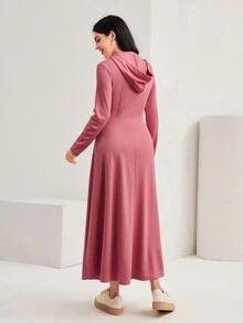 Mulvari Abito trapezio monocolore con coulisse con cappuccio