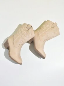 Botas Vaqueras Para Niños Para Niñas - Beis - Ver 3