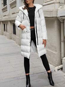 EURMUSE Drawstring Hooded Puffer Coat