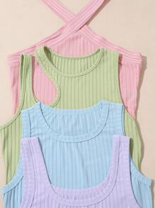 SHEIN Unity 4pcs Ribbed Knit Tank Top - Multicolor - View 4