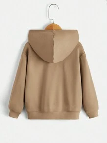 SHEIN Young Boy Gamepad Print Drop Shoulder Hoodie - Khaki - View 2